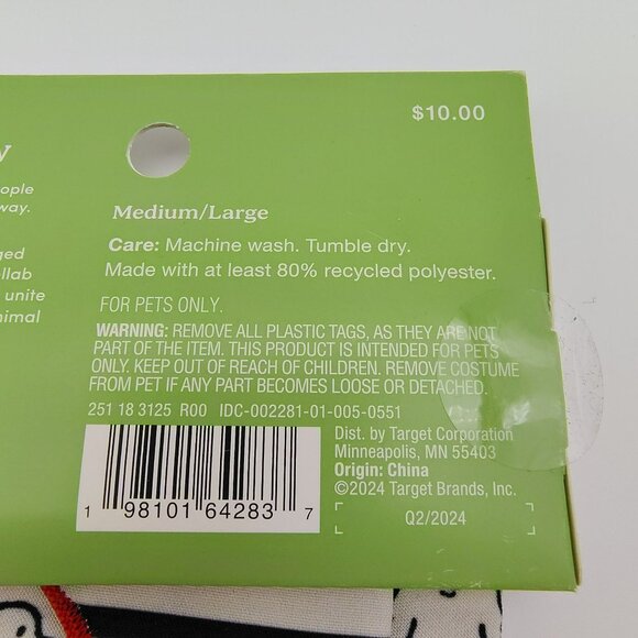 Cuddle Collab Pet Bandana M/L Dog Cat Black White Red Trim Never Worn Animal - Picture 6 of 6